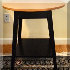 F37. Ethan Allen round side table with black painted legs. Ring marks on top. 24”h x 24”w - $60 
